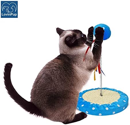 Играчка за мачка со мачка со топка, интерактивна играчка за гребење на мачки со шарени панделки, кул играчка со мачки, забава за мачки од сите