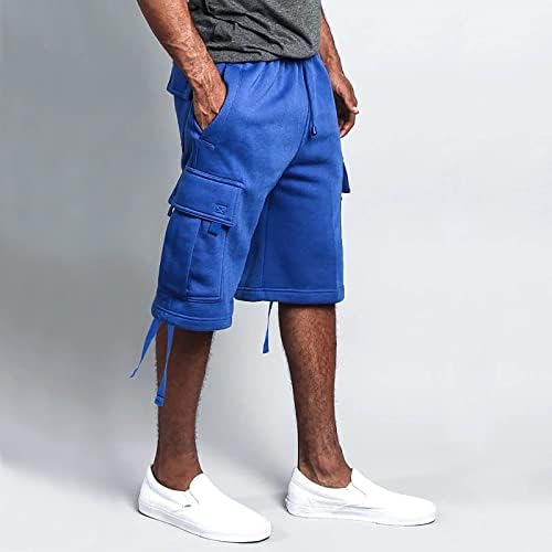Летни шорцеви за мажи, мажите летни товарни шорцеви лабави обични панталони со повеќе џеб со ремен и влечење шорцеви за џогирање