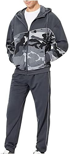 Обични лабави тренерки за мажи 2 парчиња случајни удобни камо потта за џуди и спортски костум Атлетска облека за џогирање салата