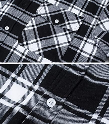 Зимско зимско густо руно од Екленсон, наредени топло карирано фланел јакни за кошула, лежејќи ги 3 џебови Шерпа палта