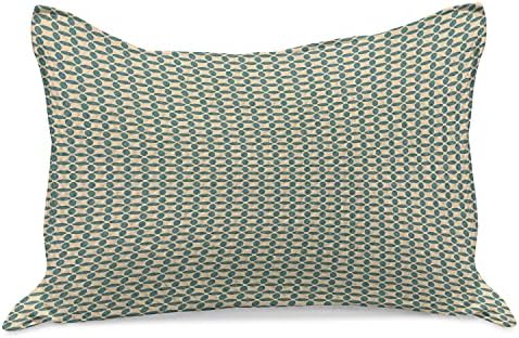 Амбезон апстрактна геометрија плетена ватенка перница, ритмички меѓусебно поврзани цвеќиња биколорирани печати за состав, стандарден