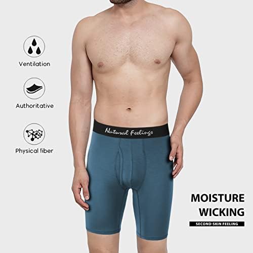 Природни чувства за модална облека за долна облека модални боксери со 9 инчи долги нозе боксерски брифинзи за мажи пакувања
