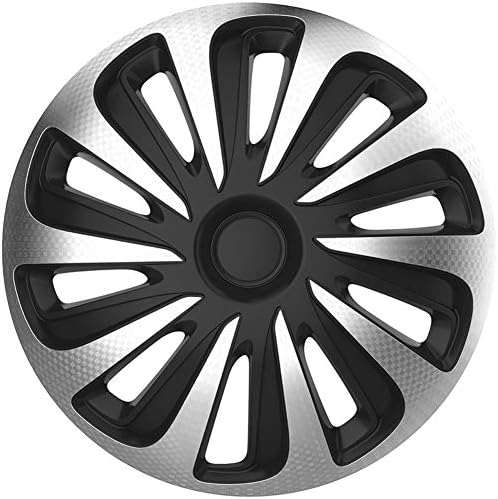 AutoStyle Поставете тркало опфаќа калибар 13-инчен сребрен/црн изглед на јаглерод