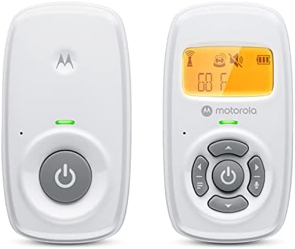 Motorola AM24 Аудио Бебе Монитор СО Lcd Екран - 1000ft Опсег, Безбедна &засилувач; Приватна Врска, Двонасочен Разговор, Сензор За Собна Температура,