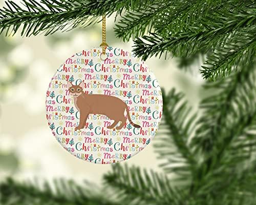 Богатства на Каролина WDK2507CO1 CHAUSIE CAT CATH CHINSTAR CERAMIC ORNAMENT, украси за новогодишни елки, висечки украс за Божиќ, празник, забава,