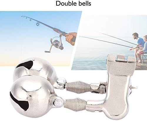 Vgeby двојно риболов шипки за аларми, не'рѓосувачки челик риболов шипка Индикатор за аларм клип за риба, двојно предупредување bellвонче за риболов