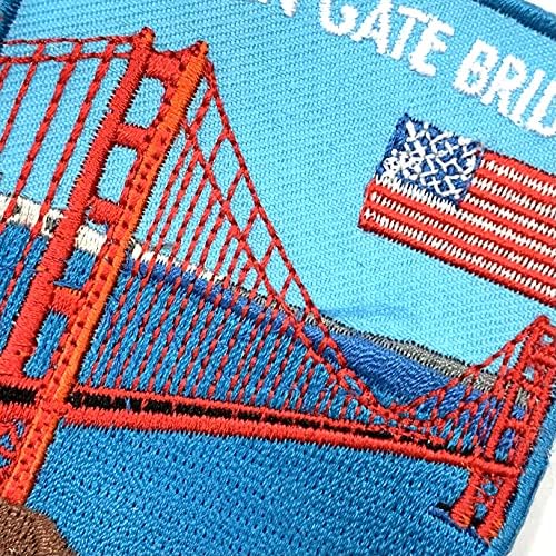 А-Еден пакет со 2 парчиња- Голден Гејт мост Везена лепенка+САД со знаме на знамето, обележје на Сан Франциско, сувенир во САД,