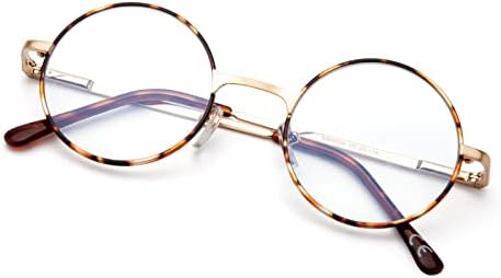 Ретро -тркалезно читање очила за жени за жени, метална рамка сина светлина, блокирајќи ги читателите гроздобер стил
