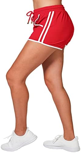Активни шорцеви за жени плус со големина на Бае Сити со џебни странични ленти меки летни лековити тренинзи за вежбање шорцеви