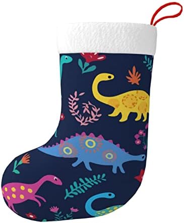 Божиќни чорапи диносаурус шарен животински образец двострано камин што виси чорапи