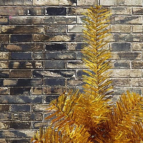 Dlpy Пвц Вештачка Новогодишна Елка, 9,8 Стапки Еколошки Оптички Влакна Дрво Автоматско Ширење Со Цврсти Метални Нозе За Внатрешни Надворешни-Златни