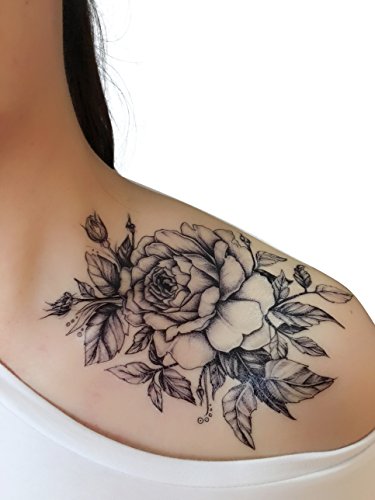 Далин 4 Листови Привремени Тетоважи За Мажи Жени Цвеќиња Колекција
