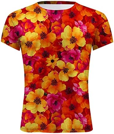 Есен летен блуза маица за девојки краток ракав 2023 облека селска концерт екипаж на вратот брод врат графички врв