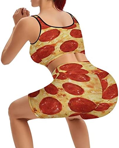 Јенска пица со ребрести тренингот јога поставува 2 парчиња облека Беспрекорна теретана за теретани со високи половини за јога шорцеви со спортски