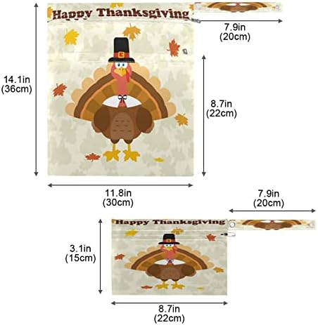 ЏИКБФА Денот На Благодарноста Турција Птица Влажни Суви Кеси 2 парчиња Водоотпорна Влажна Кеса За Повеќекратна Употреба Влажни Суви