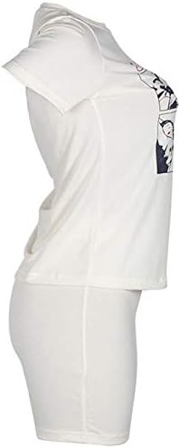 Womenените обични 2 парчиња облека со кратки ракави за цртани филмови за печатење на спортски шорцеви