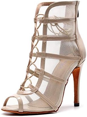 Gooettinенски женски латински танцувачки чевли со ленти за танцувачки чевли висока потпетица 10 см 4 инчи велур дно