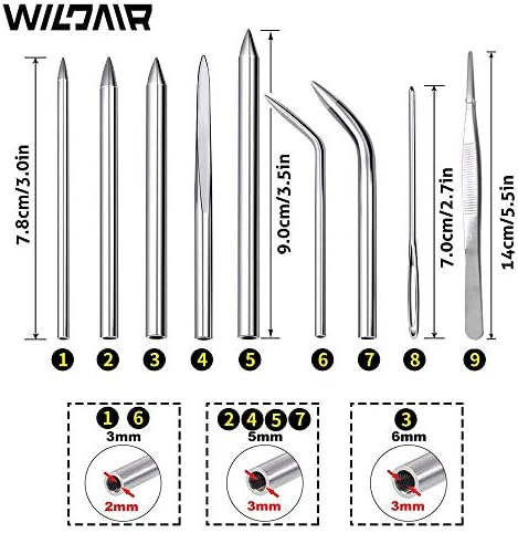 Wildair Marlin Spike со 12 игли за лакирање/FIDs за Paracord или кожа Paracord Fid Set Paracord Lacing Stewing игли за шиење и алатка