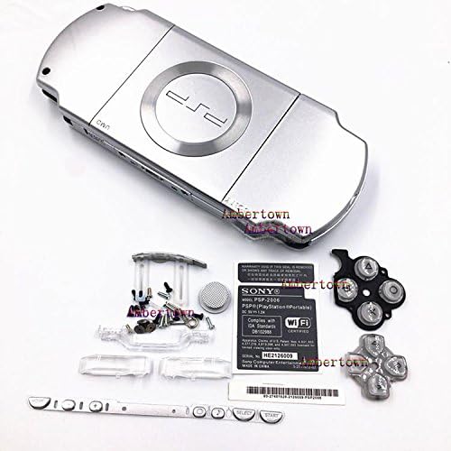 Нова замена Sony PSP 2000 2001 2002 2003 2004 Серија конзола Комплетна обвивка за куќиште со сет на копчиња - Сребрена