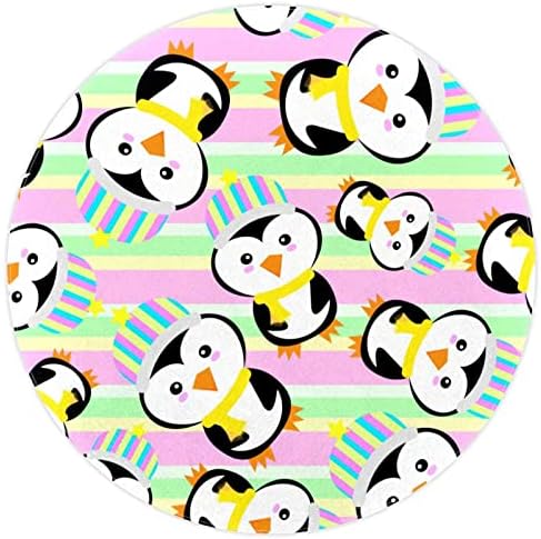 Llnsupply 4 ft круг килим за игра со низок куп, пингвин шема за бебиња ползи подни душеци игра игра ќебето новороденче деца тепих