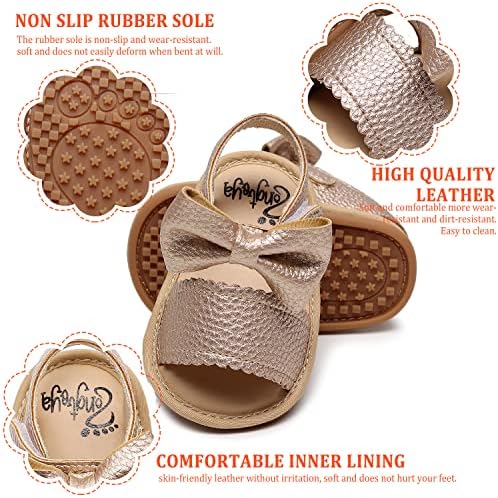 Хонгтеја бебе девојче сандали, летни чевли за бебиња принцеза рамни сандали отворени пети против гума од гума на новороденчиња