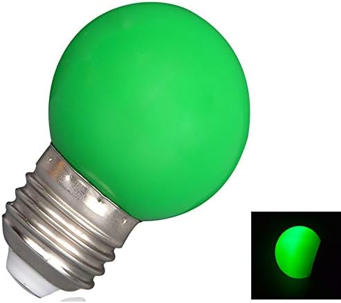 Lxcom Осветлување LED Зелена Сијалица Боја Сијалица 10 Пакет 1w Глобус Светилки G45 LED Обоени Ноќ Сијалица E26/E27 Средна База