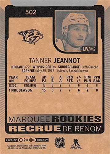 2021-22 O-PEE-CHEE 502 TANNER JEANNOT RC RC DOBICIE NASHVILLE PREDATORS NHL HOCKEY CARTING CART