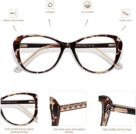 Трендовски очила за читање за жени пролетни шарки ретро стилски слатки читатели на чисти жени +1,00 AM6020A