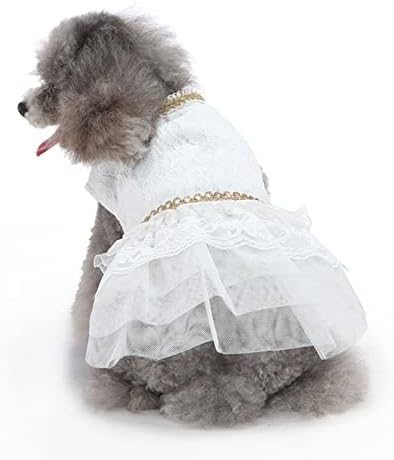 Кученце принцеза здолниште, лето мека елегантна чипка принцеза чипка шуплива облека за роденденска забава за мало куче