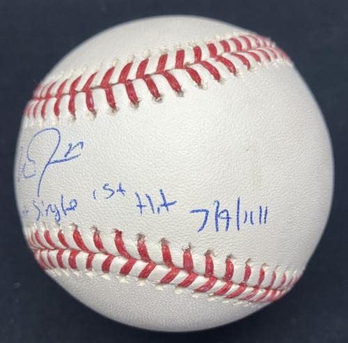 Мајк Пастрмка Бунт сингл прв хит на 7/9/11 потпишан бејзбол МЛБ Холо - Автограмирани бејзбол