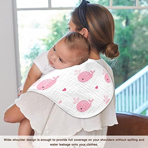 Yyzzh розов кит со срцеви муслински крпи за бебе 4 пакувања памучни бебиња за миење садови за момчиња за момче девојче