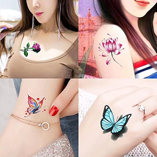 5 листови тетоважа налепници водоотпорен долготрајни роза 3д пеперутка градите полу-постојан