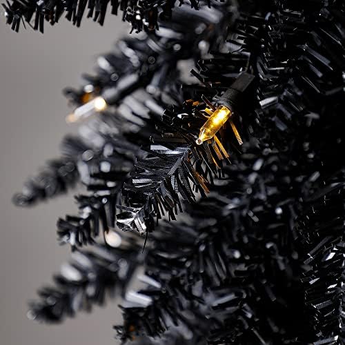 Домашно наследство 7-метри молив вештачко божиќно дрво од дрво со 150 чисти LED светла, 457 совети за зеленило и метална штанд, црна