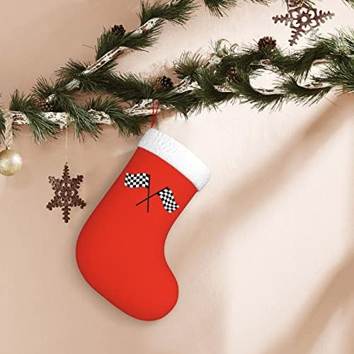 Cutedwarf Checked Flag Cristma Codrings Божиќни украси на дрво Божиќни чорапи за Божиќни празнични забави подароци 18-инчи