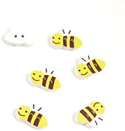 30 парчиња шиење шива на копчиња BT20306 жолто кафеава пчела дрвена дрвена уметност занаети за занаети за занаети
