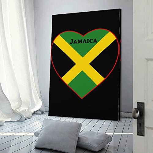 Јамајка знаме срце срце печатено сликарство wallидна уметност вертикално виси уметнички дела модерна слика за декорација на домашна