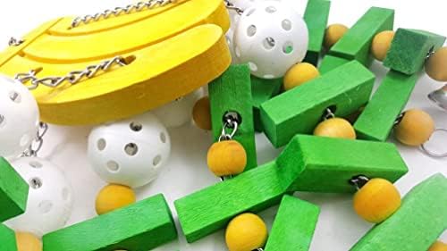 Играчки за џвакање со големи птици, шарена форма на банана, џвака дрво играчка за средна голема птица и папагал