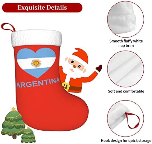 QG ZZX Loveубов Аргентина Божиќно порибување Божиќни чорапи камин виси чорап 18 инчи за одмор