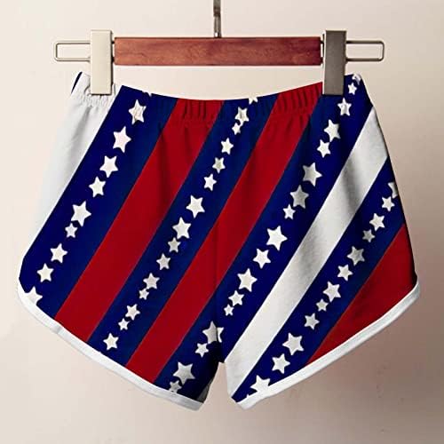 Топдер на јули шорцеви за жени 2023 година Американско знаме шарени starsвезди Патриотски плус големина џогери дами Денот на независност