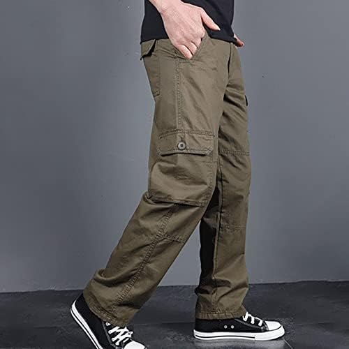 Машки џогерски панталони, машка обична средна половината цврста боја повеќе џебови на отворено права нозе панталони