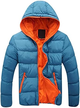 Машка пуферка јакна Спорт фитнес карго тешка руно јакна есен зимска боја контраст со дебела качулка памучна јакна