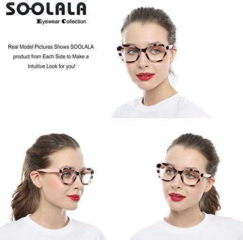 Soolala Femaleенски 4-пар мешани бои Cateye Рамка за читање очила