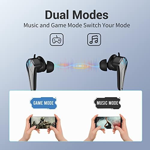 Слушалки Безжични Bluetooth Бучава Поништување, TW2S Игри Слушалки со 40ms Ниска Латентност, IPX5 Водоотпорен 48 Часовна Игра Bluetooth