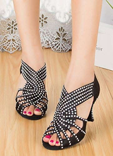 TDA женски патент и лизгачки потпетици на потпетици Кристали латински модерна салса танго сала за танцувачки чевли за танц