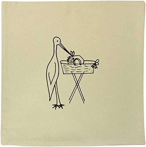 Azeeda 40cm x 40cm 'Stork & Baby Basket' Convas Coushion Cover