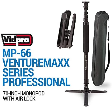 Vidpro MP - 66 VentureMaxx Серија Професионален 70-Инчен Монопод Со Воздушна Брава - Лесен Анодизиран Алуминиумски Камера За Поддршка