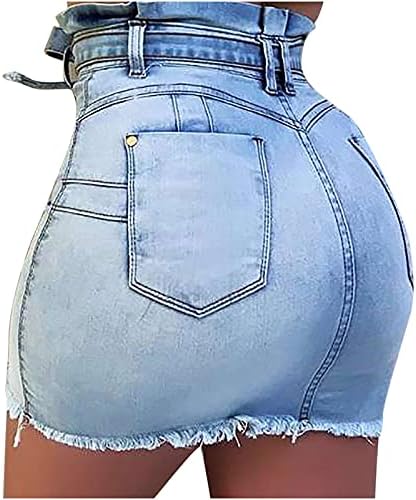 Нархбгни мини здолништа мини шорцеви за женски летни фармерки џебови копче надолу пред тексас кратко здолниште со појас