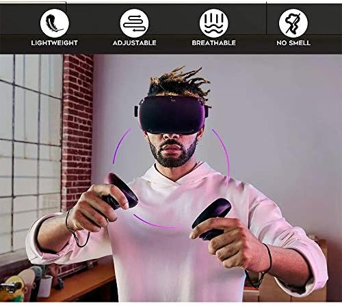 Прилагодлив контролер за слушалки за игри со VR, погоден за Oculus Quest 2 со прилагодлива лента за зглобот, рачка за спречување на пад-бело