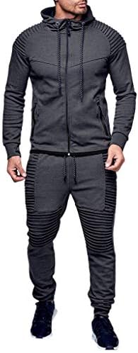 Mens zip Up Hoodie Pocket Tracksuit поставува спортски машки есенски костум врвни панталони за џемпери Зимска машка блуза темно сива