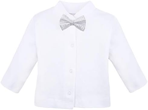 Облека за новородени момчиња од лилакс бебе, долга ракав бела кошула со елек и панталото 6 парче сет